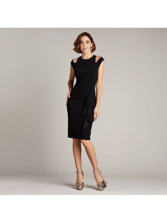 Tadashi Shoji Dresses & Skirts - Tadashi Shoji Shoulder Cut-Out Black Dress Crepe Women's Size Medium